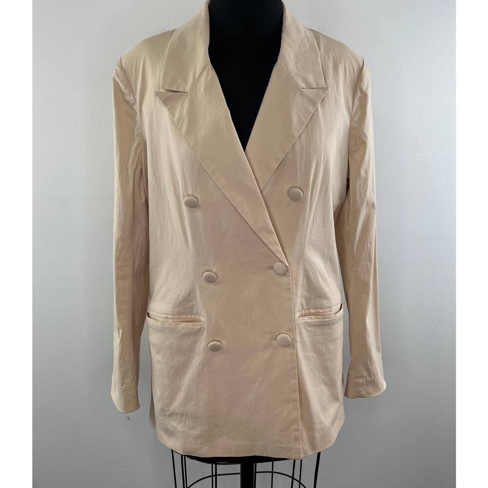 We Wore What Khaki Long Sleeve Double Breasted Notched Lapel Blazer Jacket Sz S